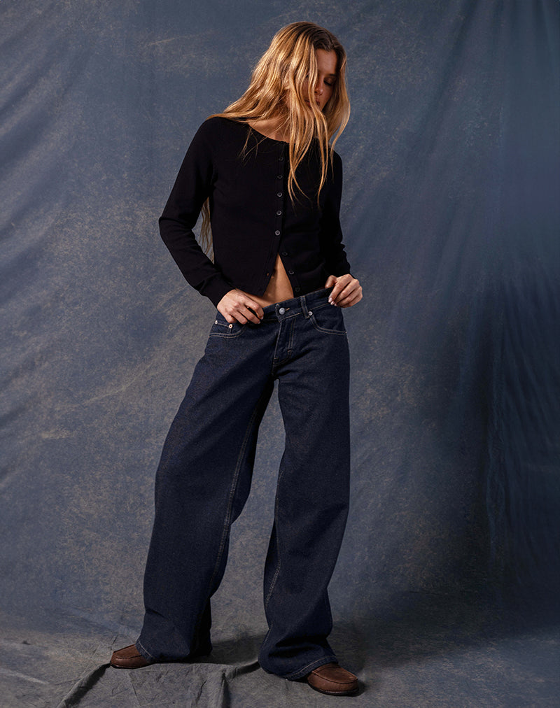 Extra wijde jeans met lage taille in Indigo