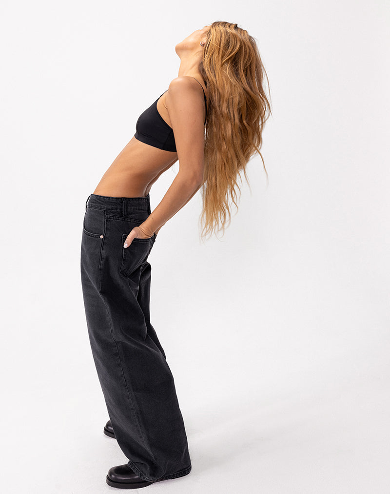 Afbeelding van Roomy Extra Wide Low Rise Jeans in Washed Black