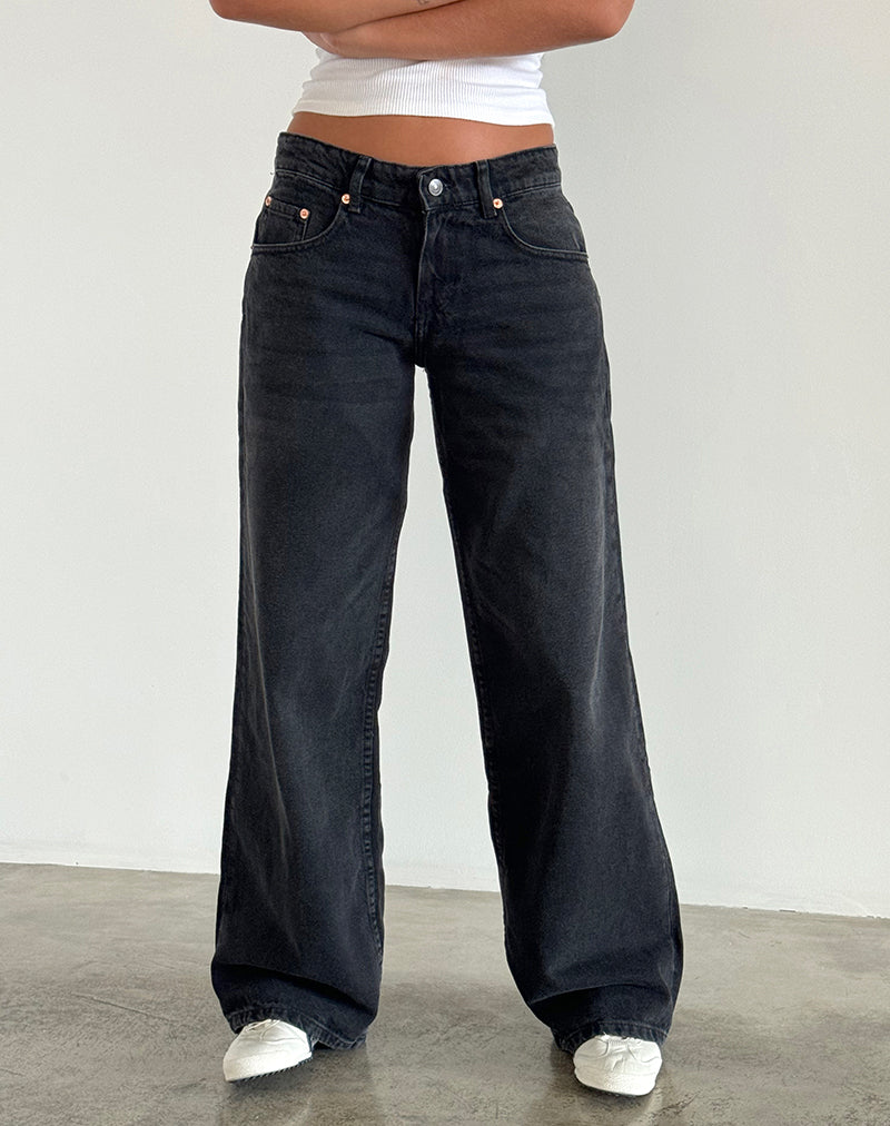 Afbeelding van Roomy Extra Wide Low Rise Jeans in Washed Black