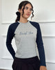 Afbeelding van Sabani Top in Grijs Marl Navy met Lucky You Print