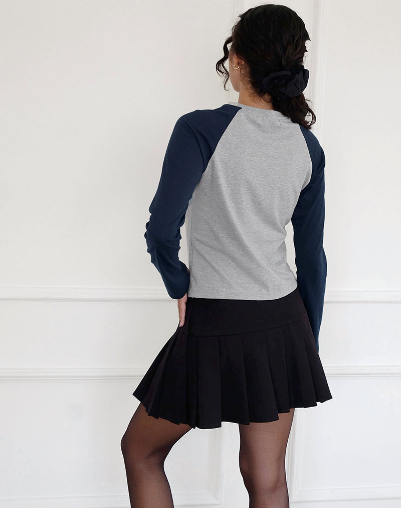 Afbeelding van Sabani Top in Grijs Marl Navy met Lucky You Print
