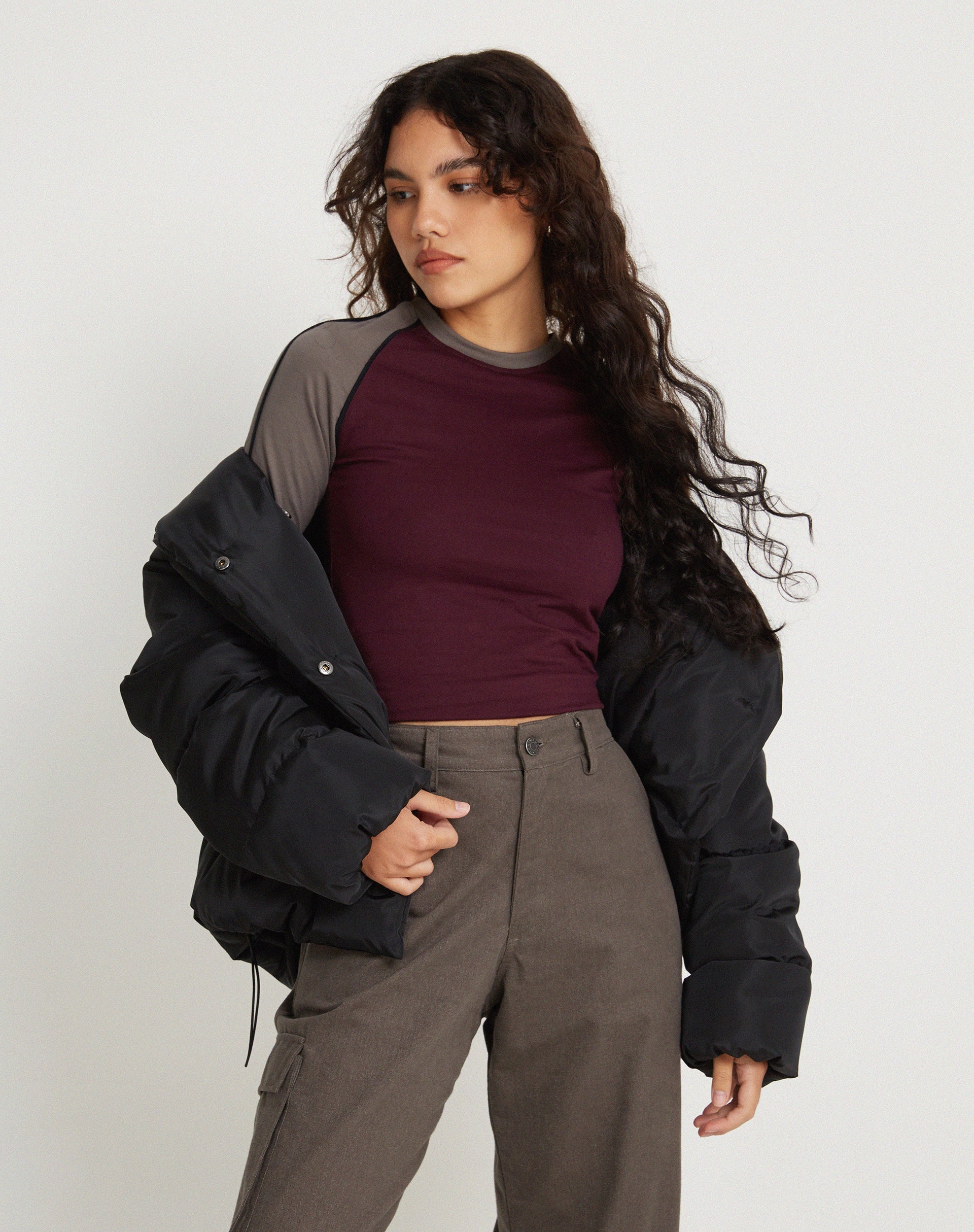 Afbeelding van Sachiel Lange Mouw Top in Oxblood Cloudburst Zwart
