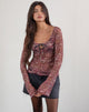 Afbeelding van Sada Lange Mouw Top in Bedrukt Kant Abstract Leo Spot