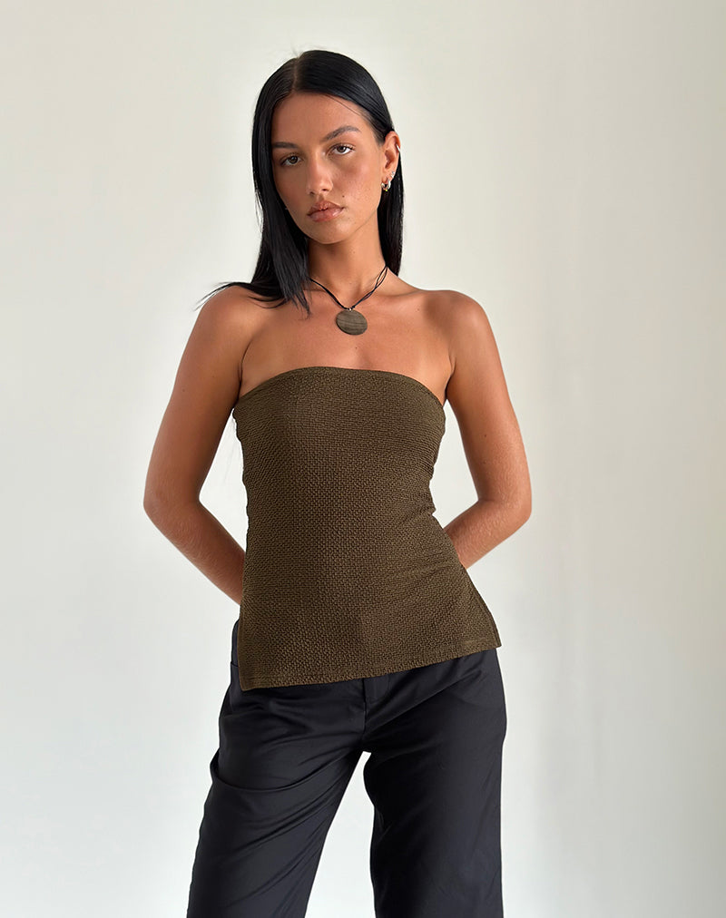 Afbeelding van Sadi Tube Top in Gestructureerde Chocolade