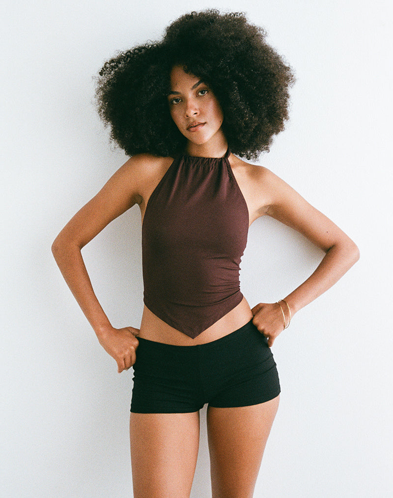Sadra Halter Top in Rayon Jersey Bittere Chocolade