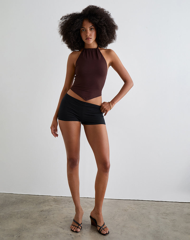 Afbeelding van Sadra Halter Top in Rayon Jersey Bittere Chocolade