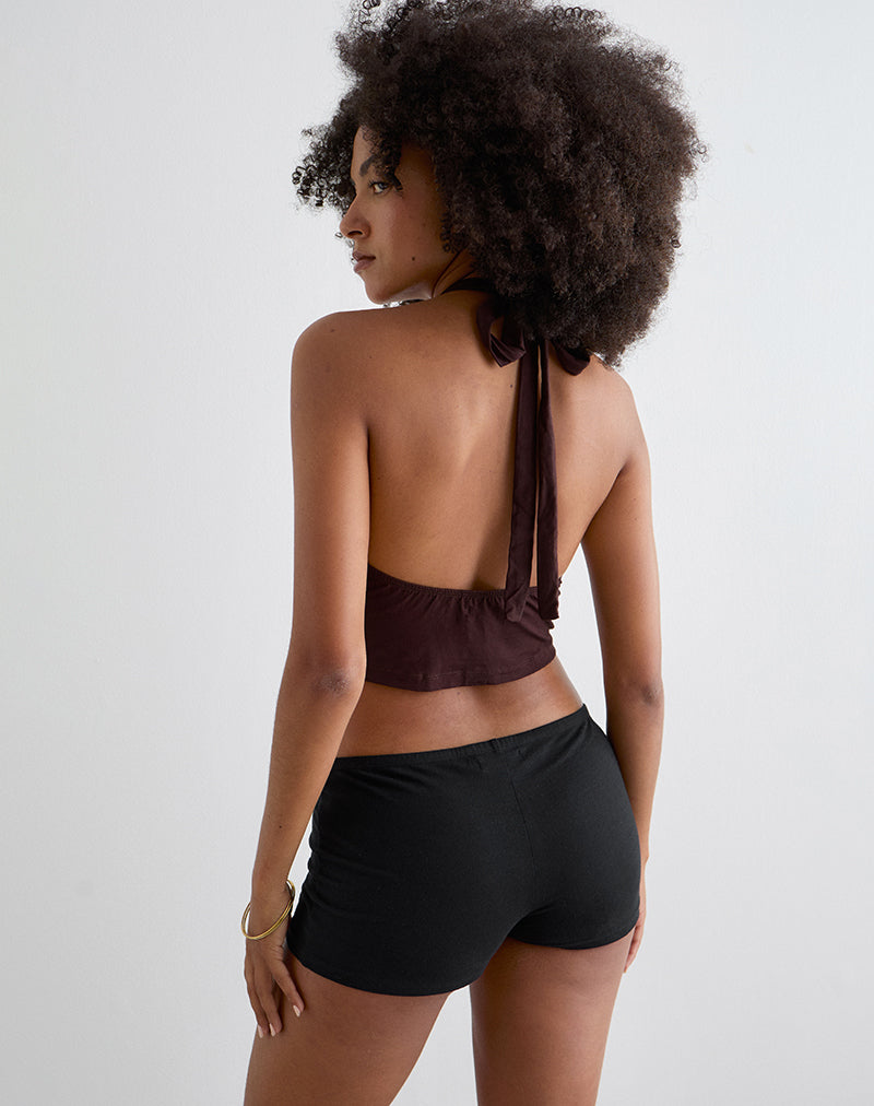 Afbeelding van Sadra Halter Top in Rayon Jersey Bittere Chocolade