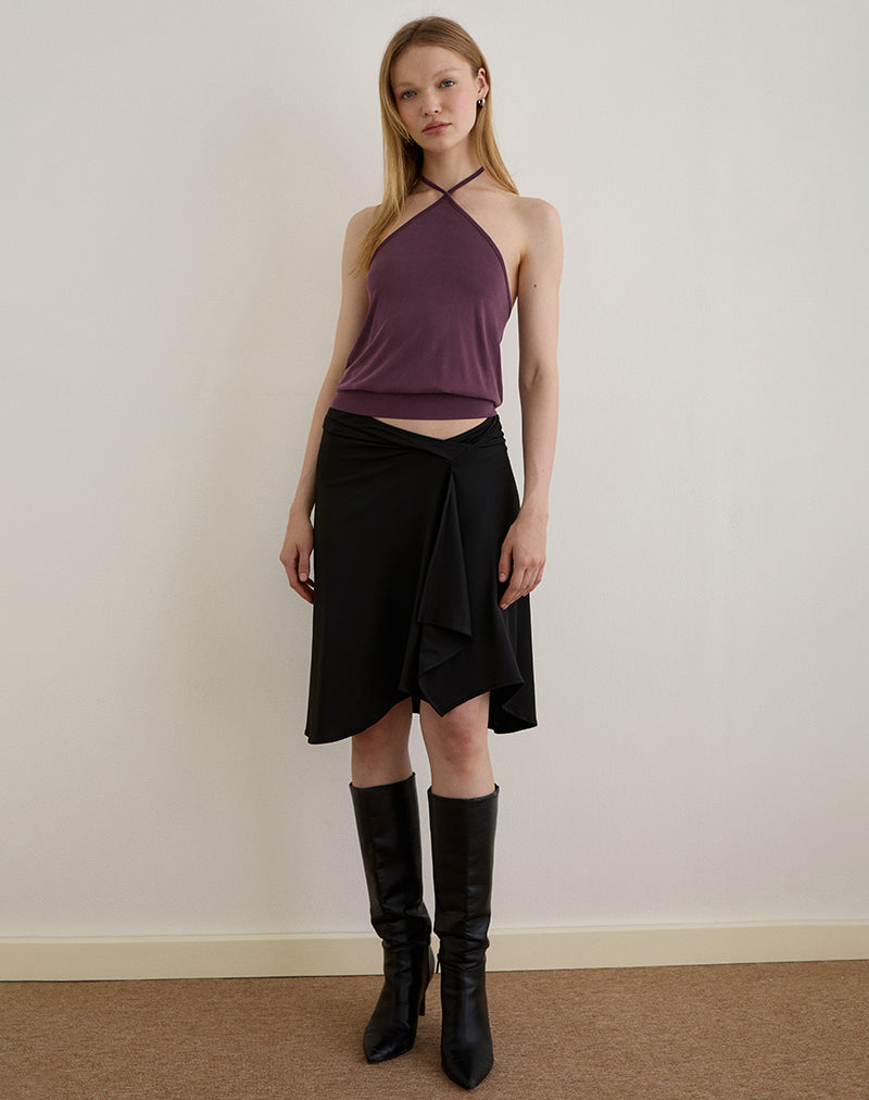 Afbeelding van Saerin Halter Top in Cupro Dieppaars