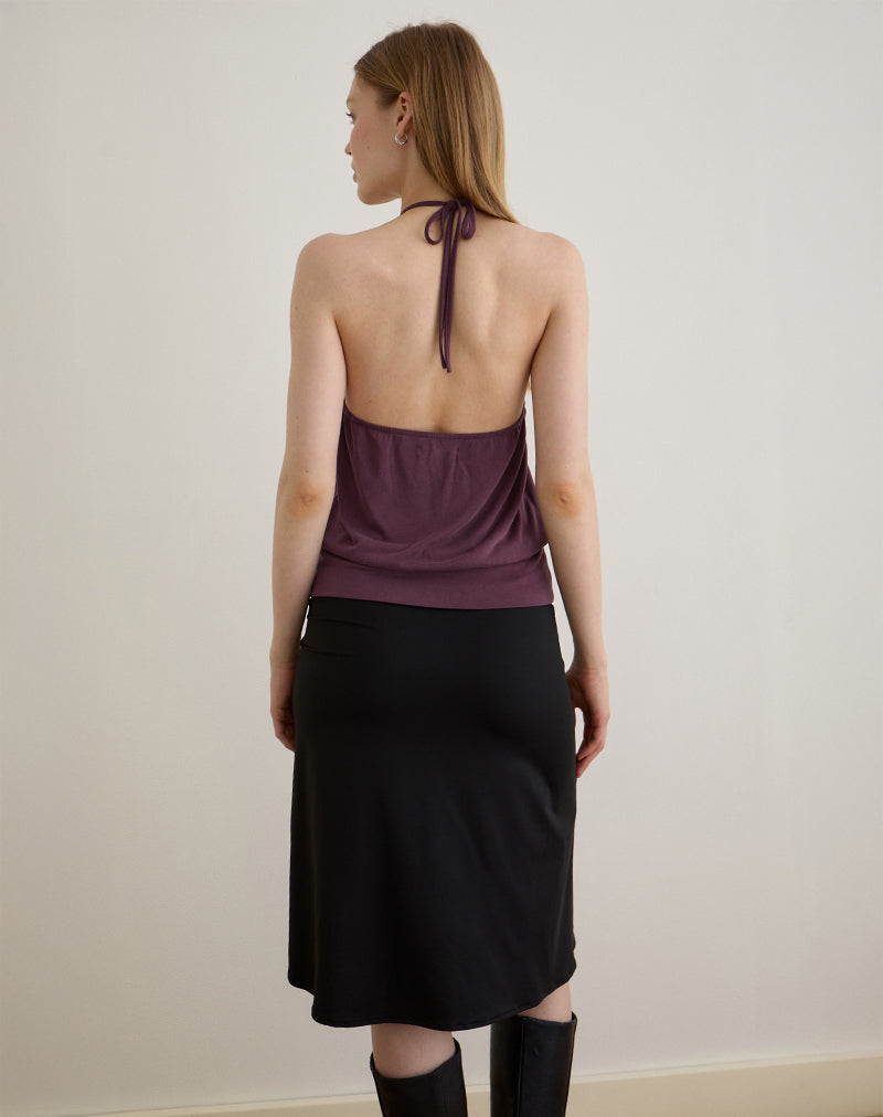 Afbeelding van Saerin Halter Top in Cupro Dieppaars
