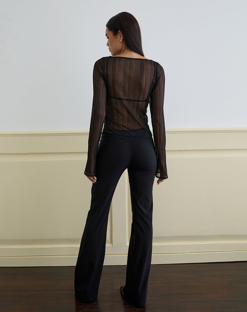 Afbeelding van Saezuru Top in Chiffon Plisse Shimmer Zwart