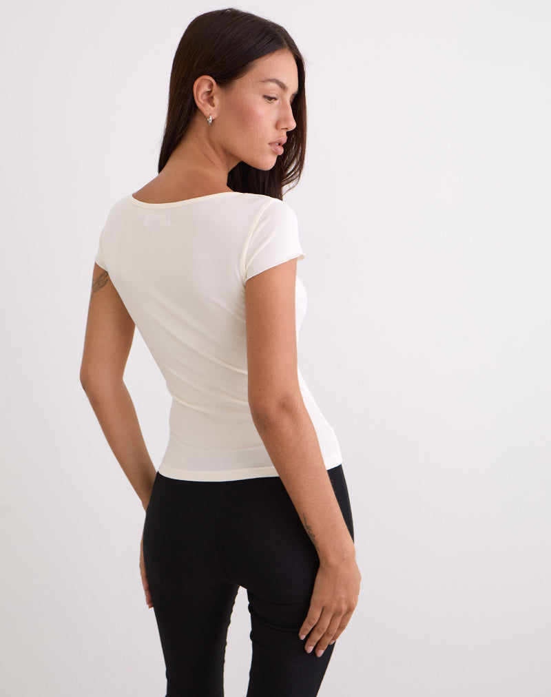 Afbeelding van Saiba Cap Sleeve Top in Cupro Crème