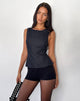 Afbeelding van Saima Open Back Tank Top in Dark Indigo Chambray