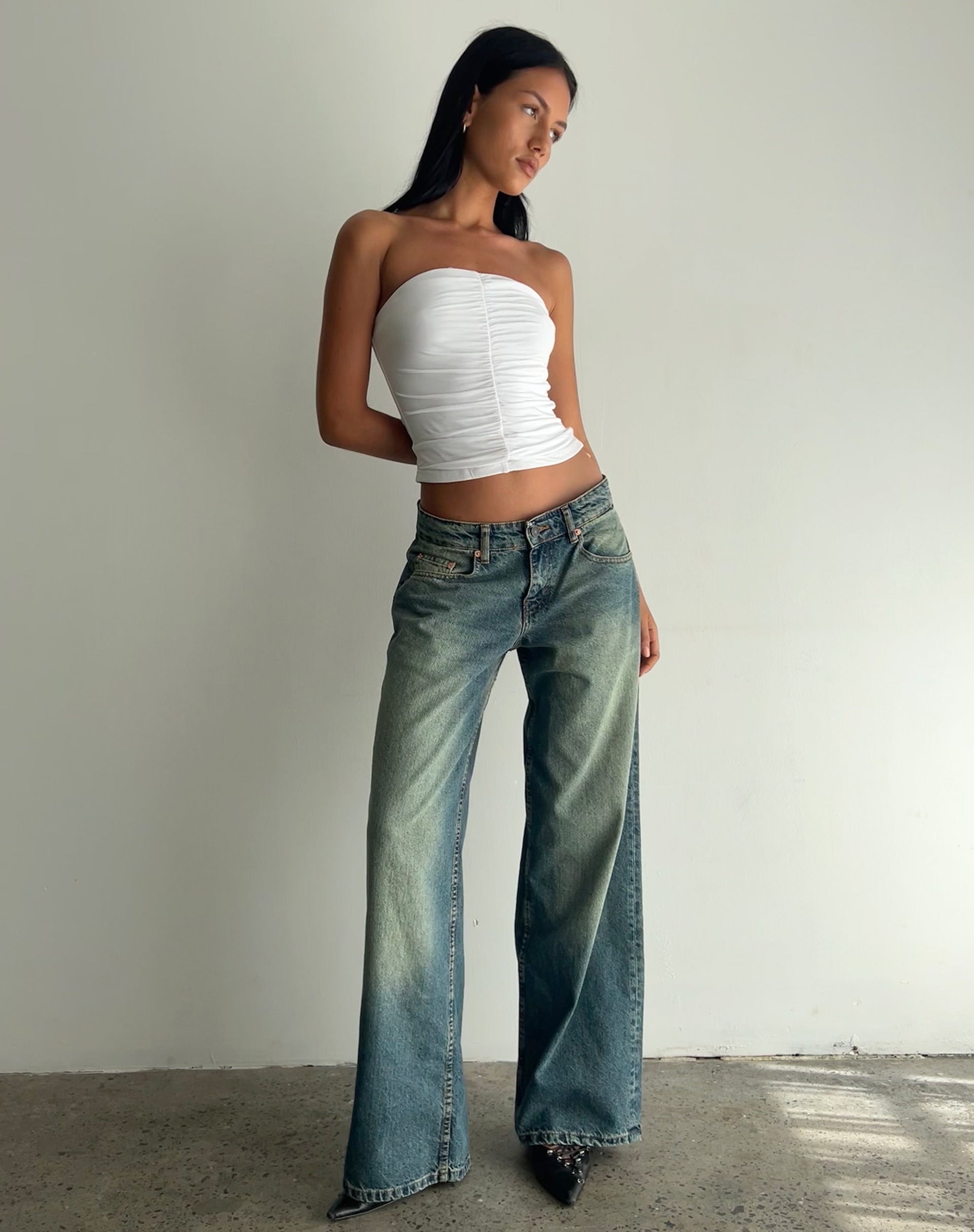 Afbeelding van Sajna Bandeau Top met Ruches in Wit