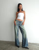 Afbeelding van Roomy Extra Wide Low Rise Jeans in Extreem Blauw Groen