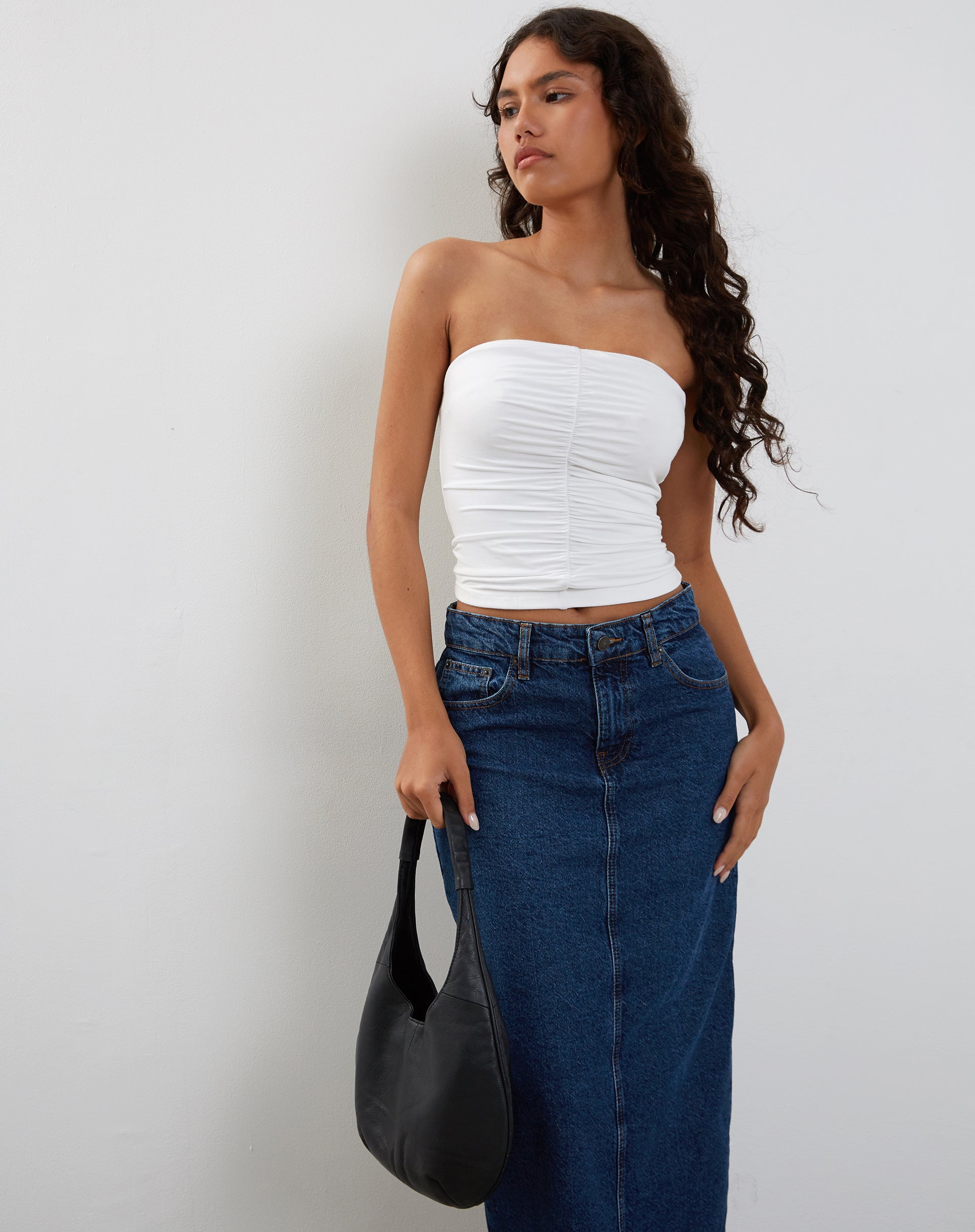 Afbeelding van Sajna Bandeau Top met Ruches in Wit