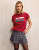 Afbeelding van Saki T-shirt in Adrenaline Rood met Motel Retro Club Motief