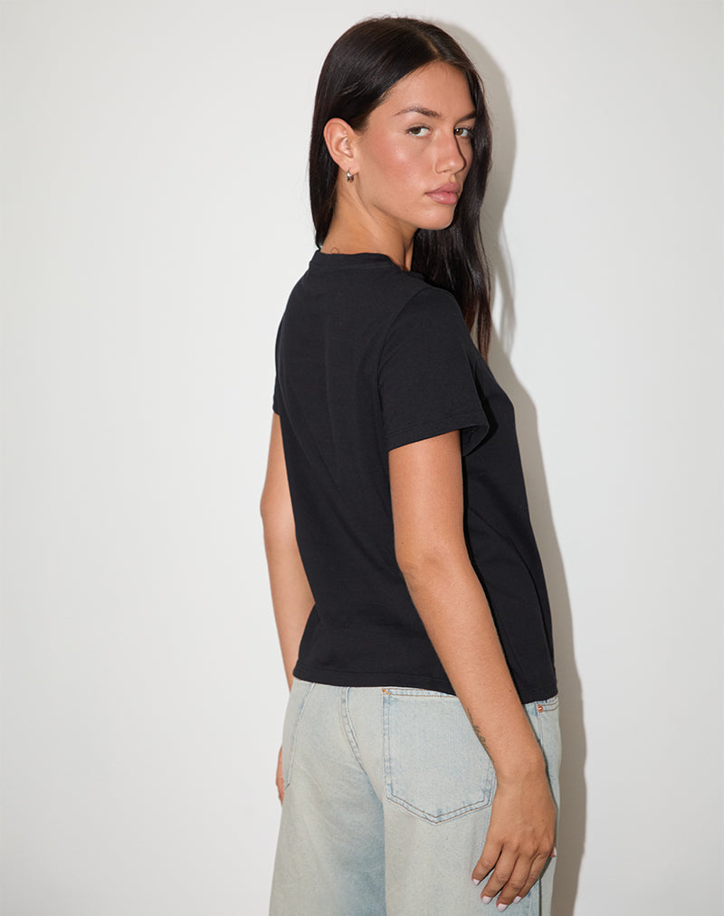 Afbeelding van Saki T-shirt in zwart met I Love Party print
