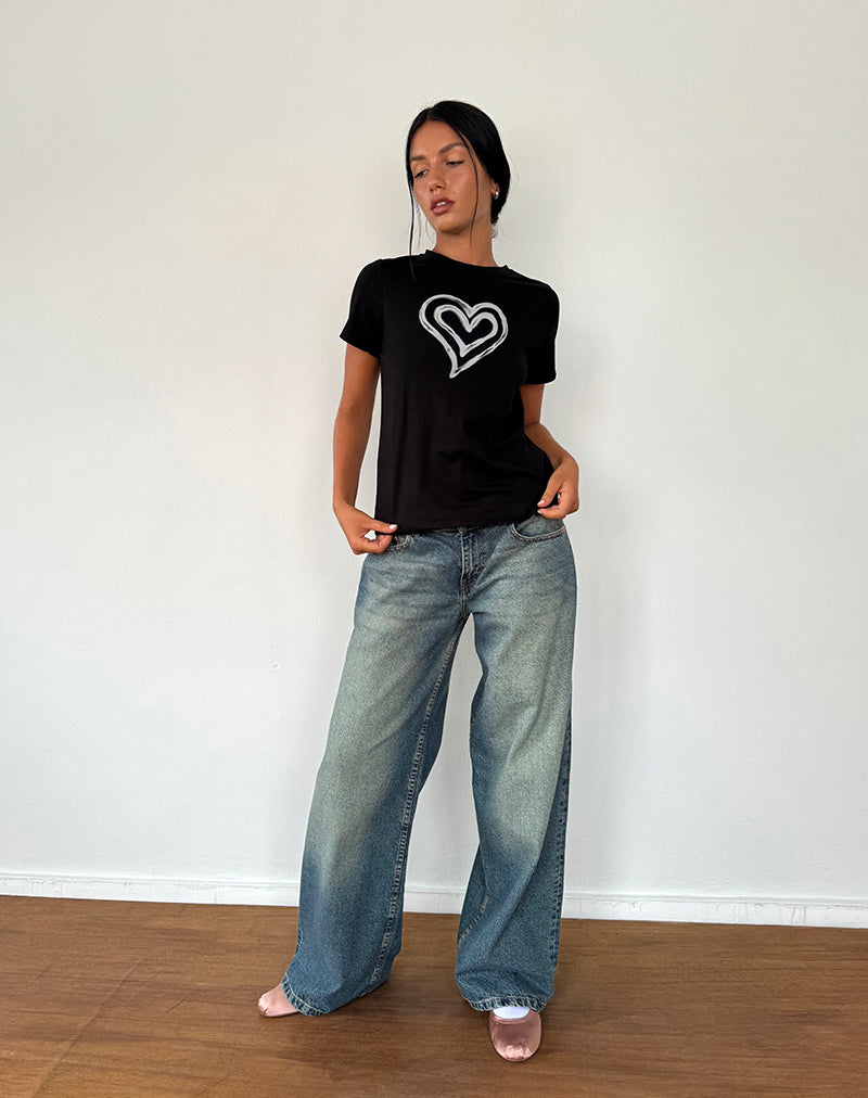 Afbeelding van Saki T-shirt in zwart met Love Tie Dye