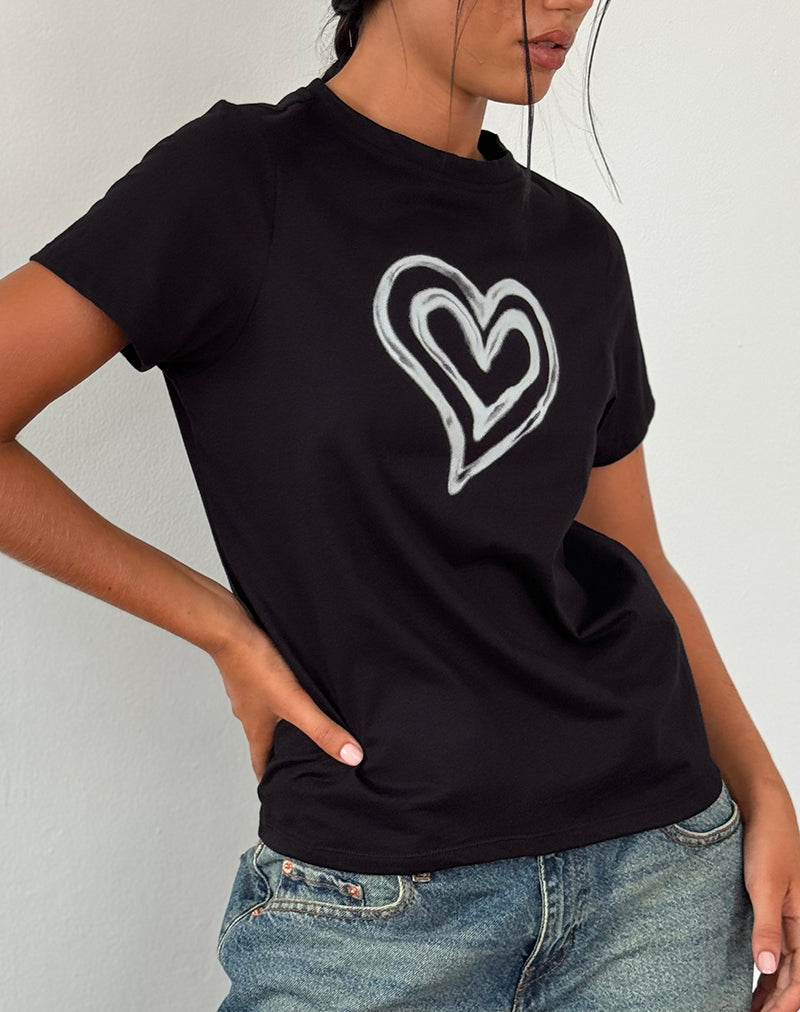 Afbeelding van Saki T-shirt in zwart met Love Tie Dye
