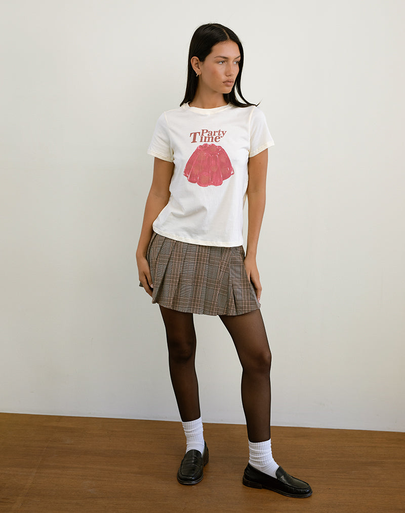 Afbeelding van Saki T-shirt in karnemelk met Party Time-opdruk
