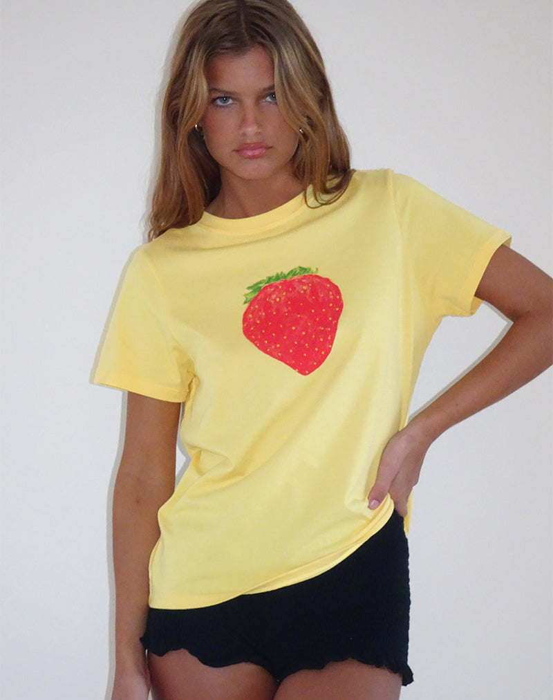 Saki T-shirt in limonade oversized aardbei