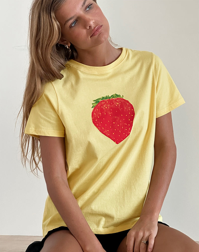 Afbeelding van Saki T-shirt in limonade oversized aardbei