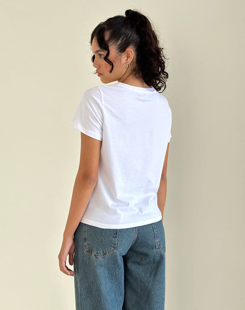 Afbeelding van Saki Wit T-shirt met Kitty print