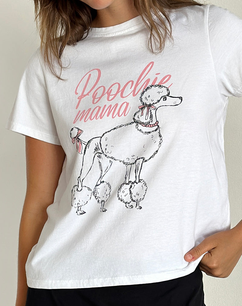 Afbeelding van Saki T-shirt in wit met poedelgrafiek