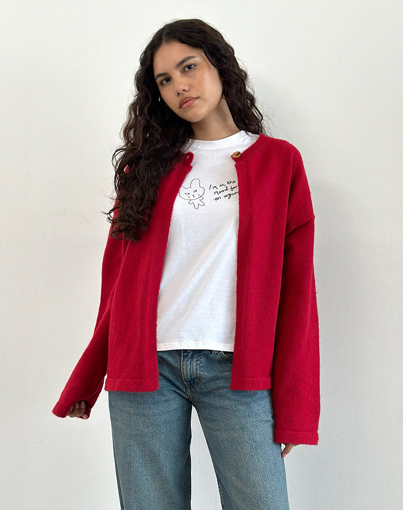 Saki T-shirt in witte Argument Mood print