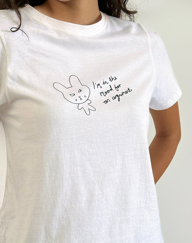 Afbeelding van Saki T-shirt in White Argument Mood Print