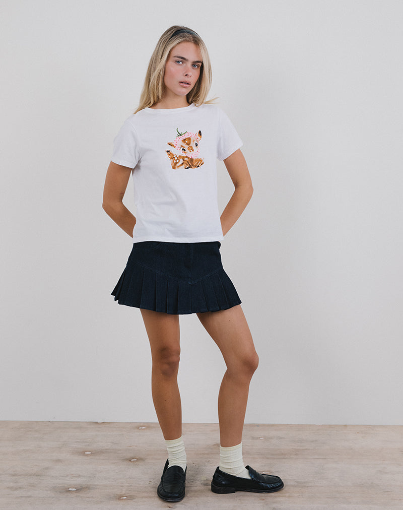 Saki T-shirt in wit met babyhertenprint