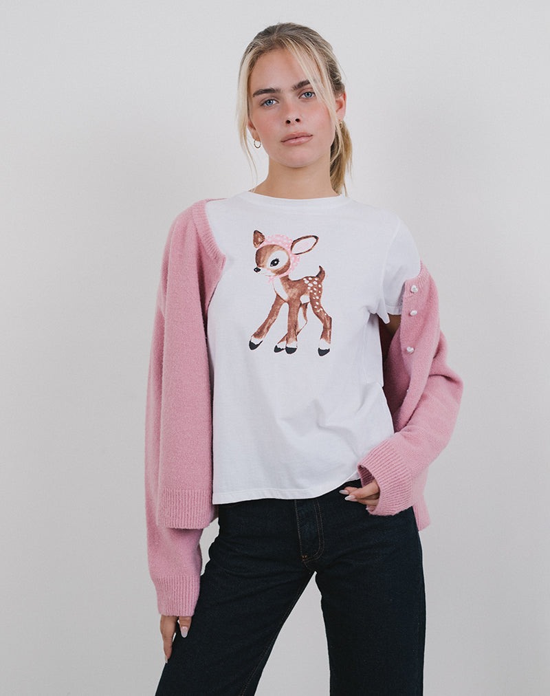 Afbeelding van Saki T-shirt in wit hert met sjaal