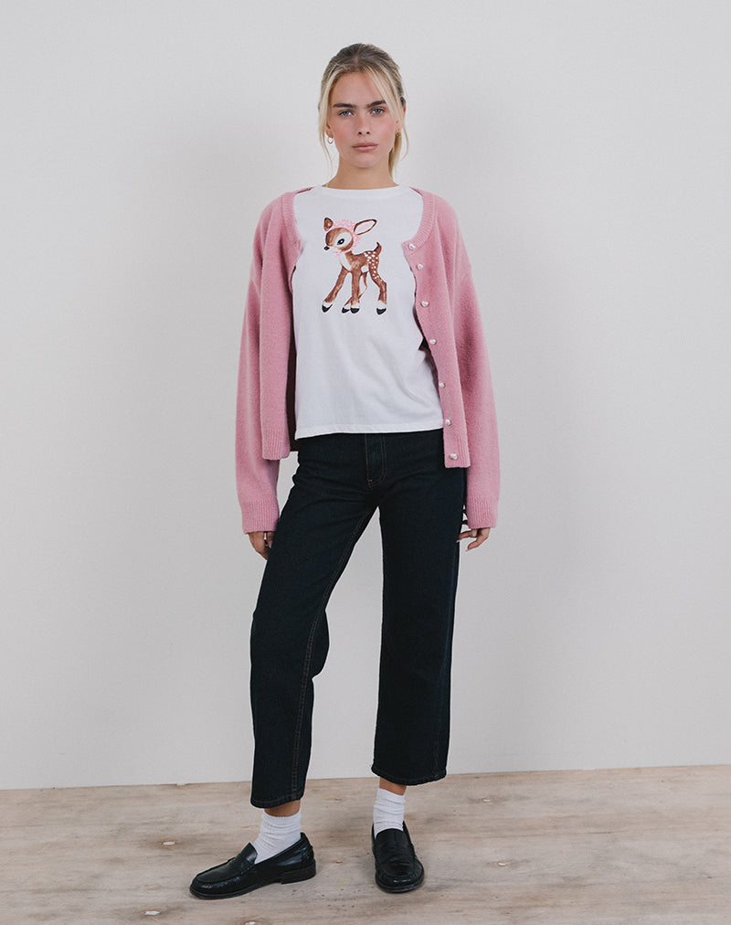 Afbeelding van Saki T-shirt in wit hert met sjaal