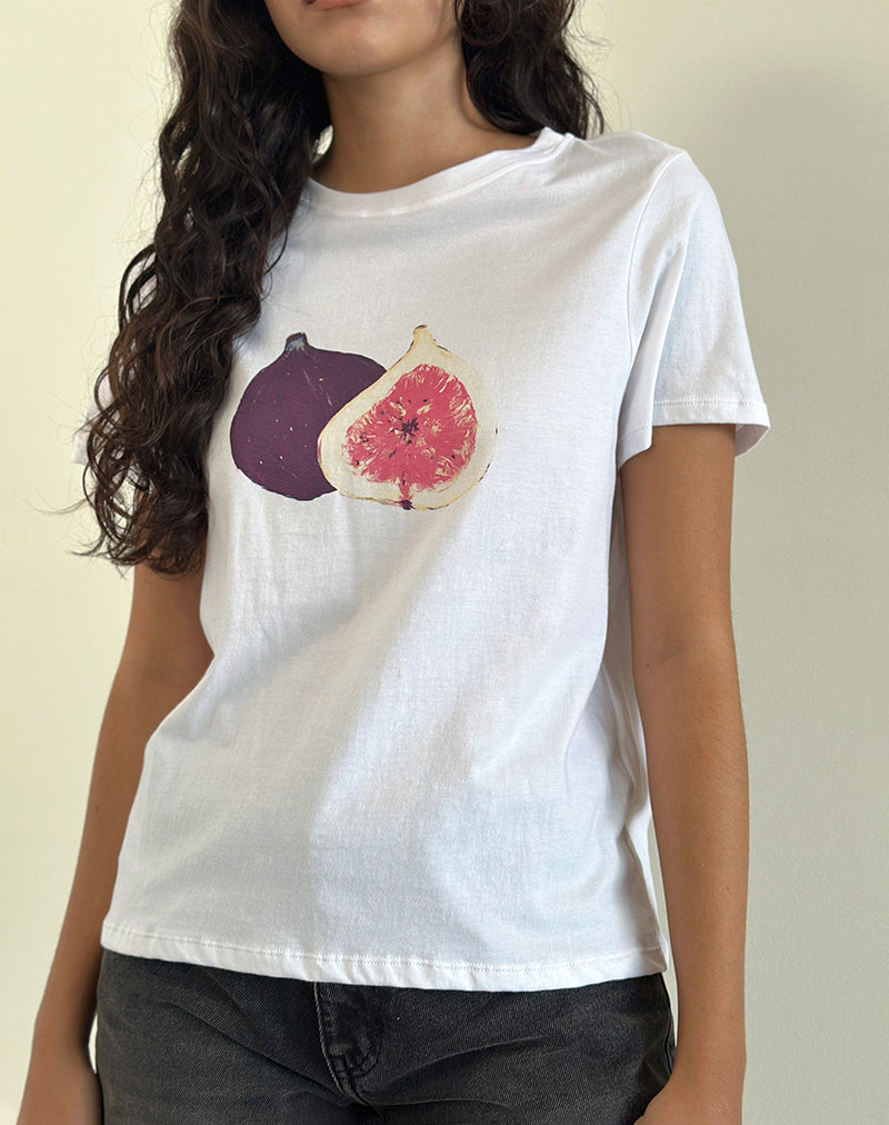 Saki T-shirt in wit vijg