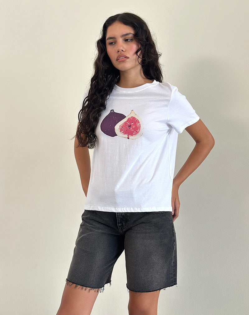 Saki T-shirt in wit vijg