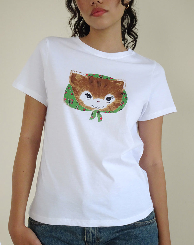 Saki wit T-shirt met Kitty-print