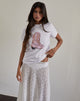 Afbeelding van Saki T-shirt in wit met roze Cowboylaarzenprint