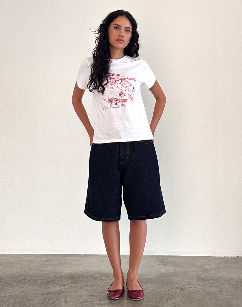 Afbeelding van Saki T-shirt in wit met koningsrood Euro Summer