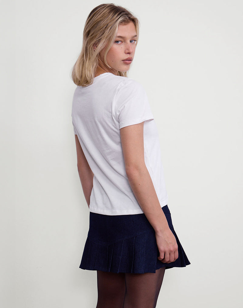 Afbeelding van Saki T-shirt in wit met Shoe Addicted opdruk