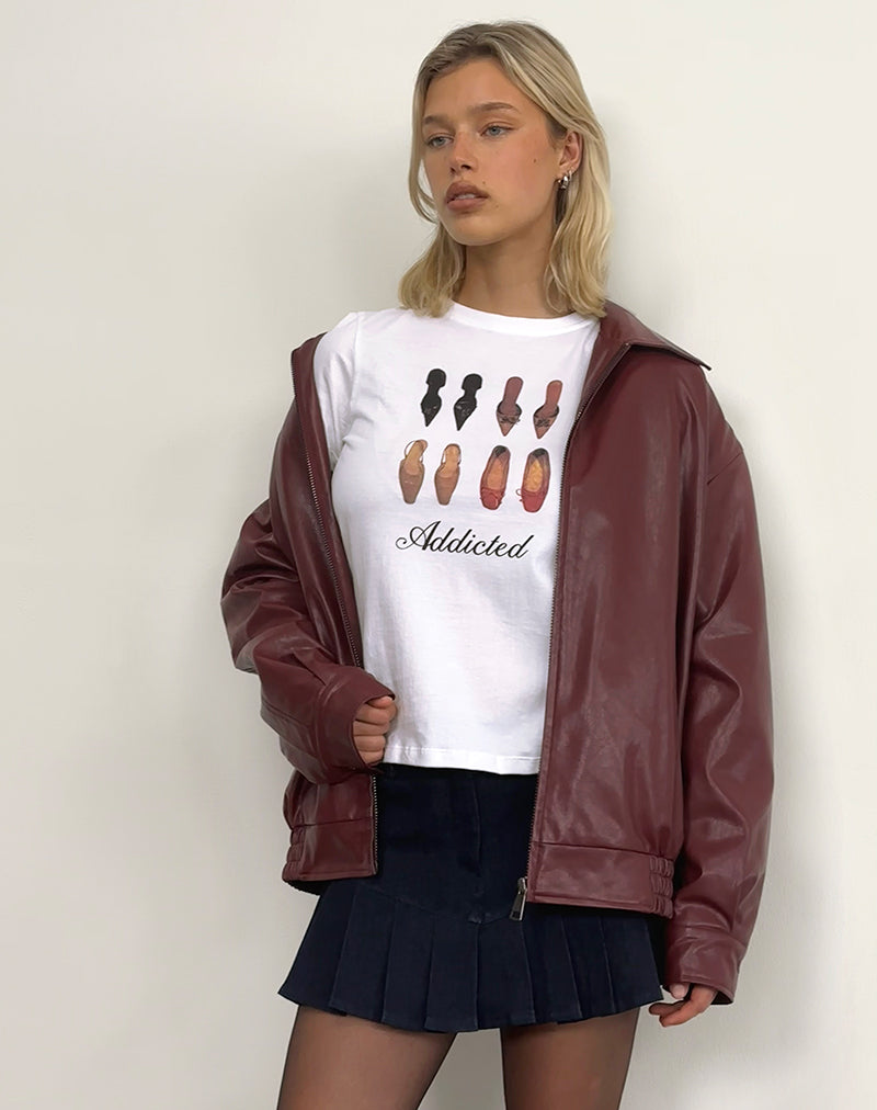 Afbeelding van Saki T-shirt in wit met Shoe Addicted opdruk