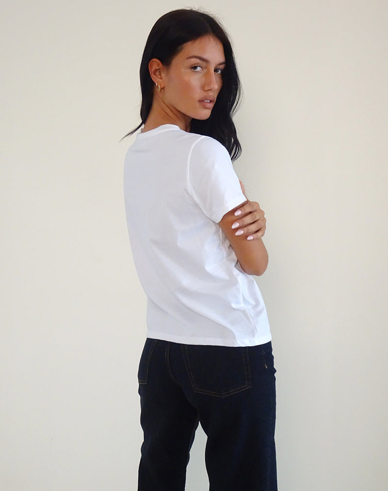 Afbeelding van Saki T-shirt in wit met rode sterretjesprint