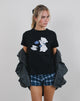 Afbeelding van Saki T-shirt in zwart met theetijdprint