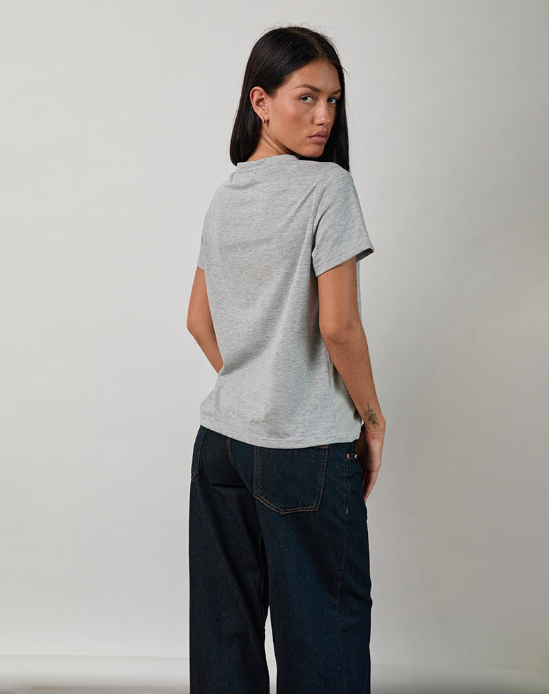 Afbeelding van Saki T-shirt in grijs gemêleerd met I Love OOO-grafiek