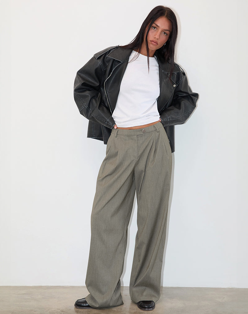 Sakira Getailleerde Broek in Khaki Grijs