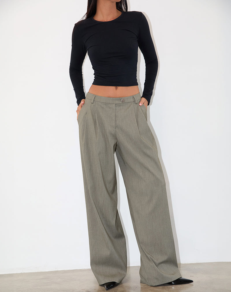 Sakira Getailleerde Broek in Khaki Grijs