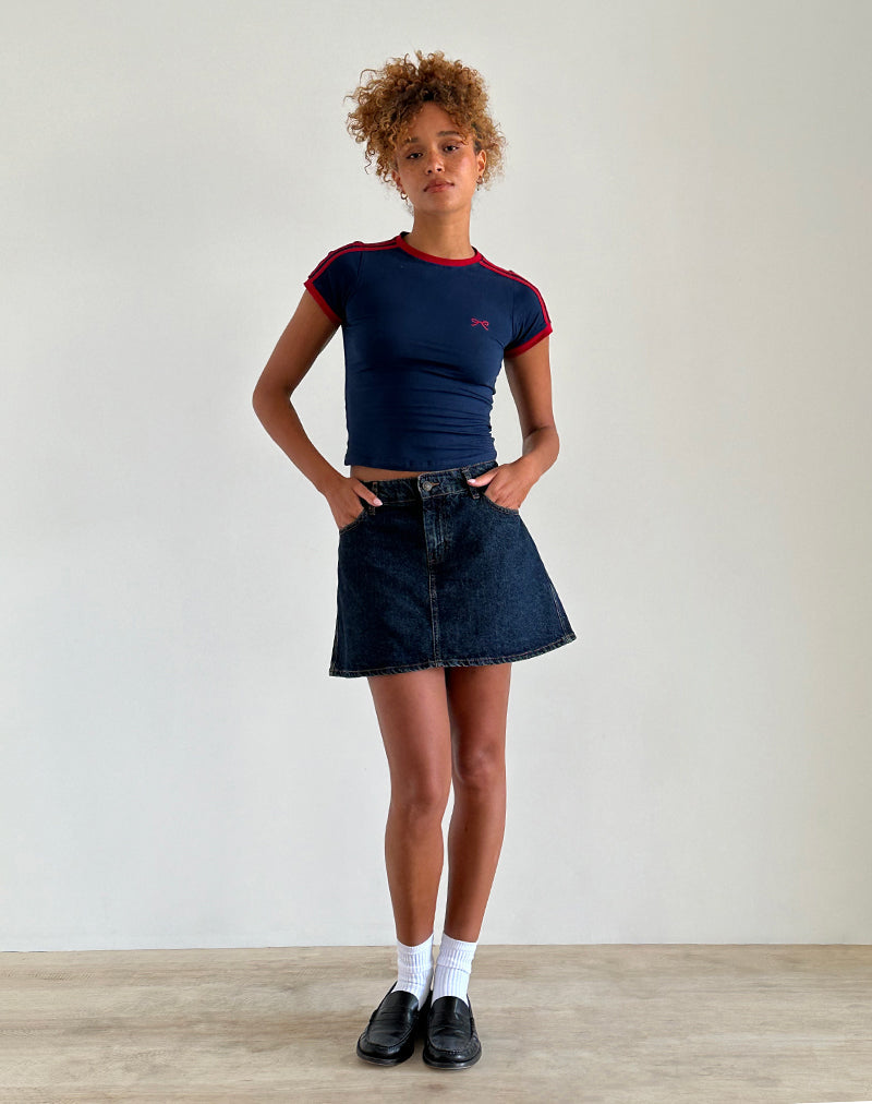 Salda Top in marine met Adrenaline rode bies en logo