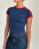 Salda Top in marine met Adrenaline rode bies en logo