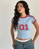 Afbeelding van Salda Tee in Nantucket Blue met Adrenaline Red Binding