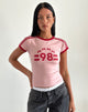 Afbeelding van Salda T-shirt in Pink Lady met Adrenaline Red Binding en '98' Emb