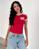 Afbeelding van Salda T-shirt in Tango Rood met Off White Binding